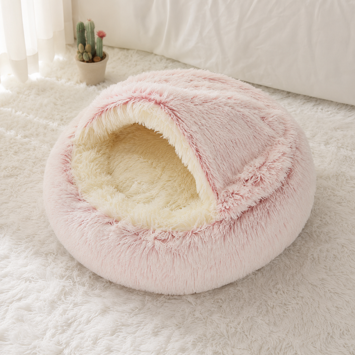 Round Fluffy Plush Pet Bed